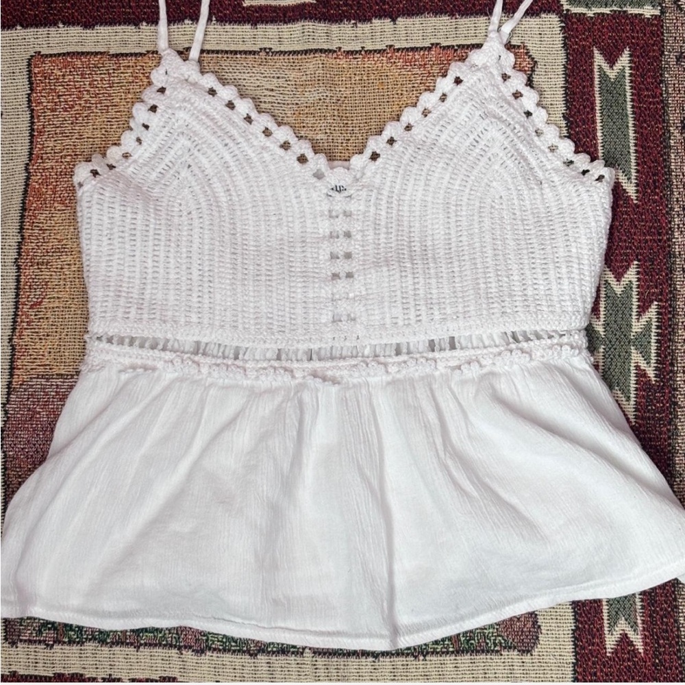 Hollister White Crochet Lace Camisole